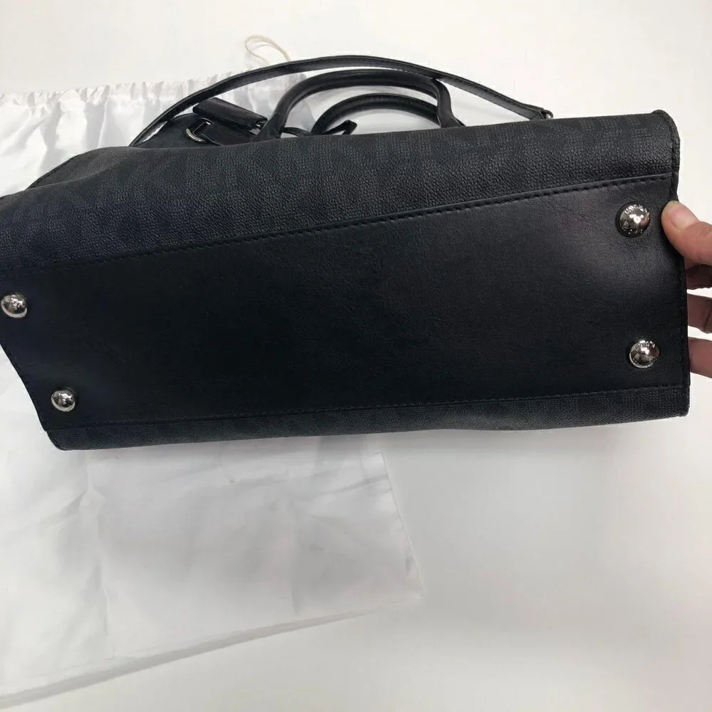 Michael Kors Black Logo Monogram Large Hamilton Satchel Bag Handbag Purse - Picture 6 of 8